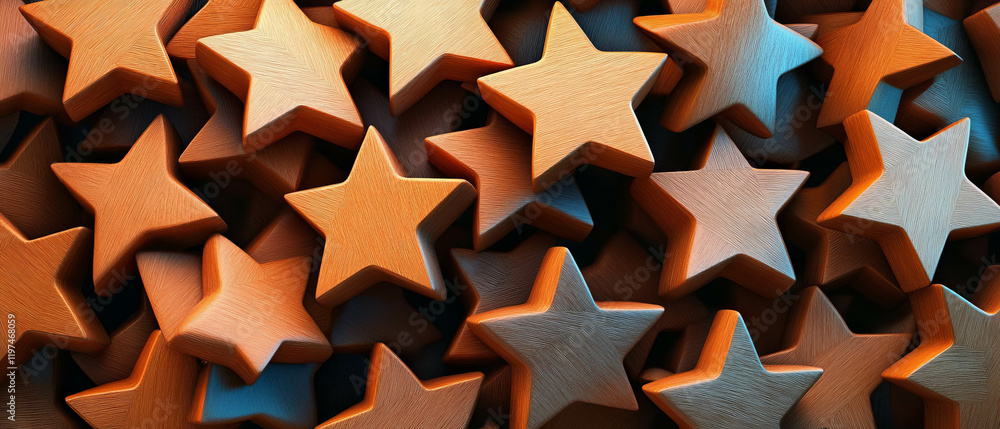 Poster repeating star shapes create a whimsical and playful design in warm tones