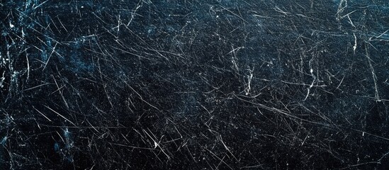 Black Grunge Texture Panorama Background with Scratched Surface and Copyspace for Text in Dark Shadowy Tones for Creative Use