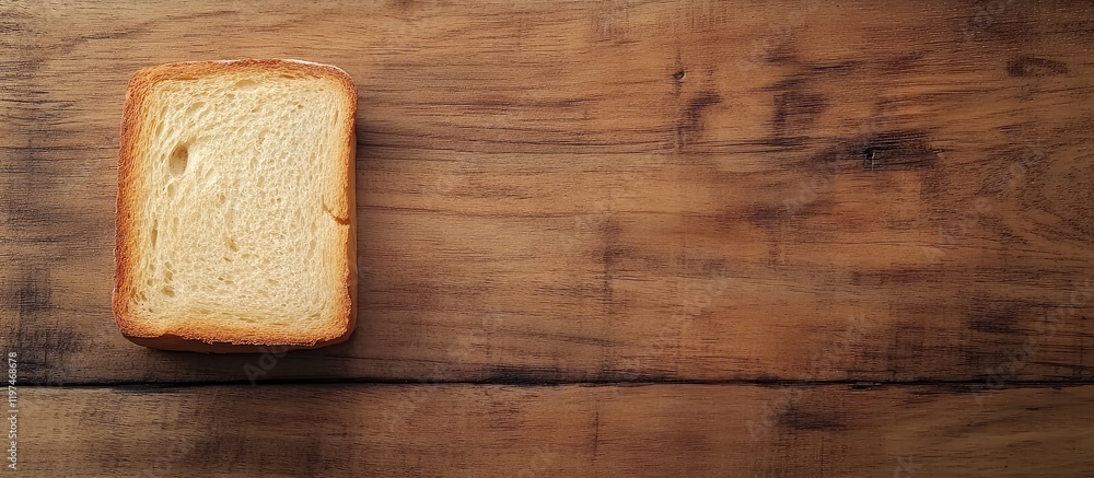 Poster Sliced Bread with Butter Knife on Rustic Wooden Table with Natural Texture and Empty Space for Culinary Text or Recipe Ideas