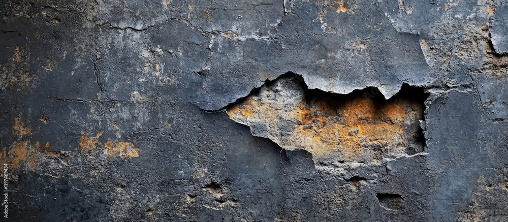 Aufkleber dark textured grunge concrete wall with rusty patches and vignette for copyspace ideal for backgroun