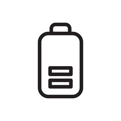 Battery icon with two remaining blocks, symbolizing low to medium power. Suitable for tech interfaces, apps, and device status displays. Clean and modern vector design.