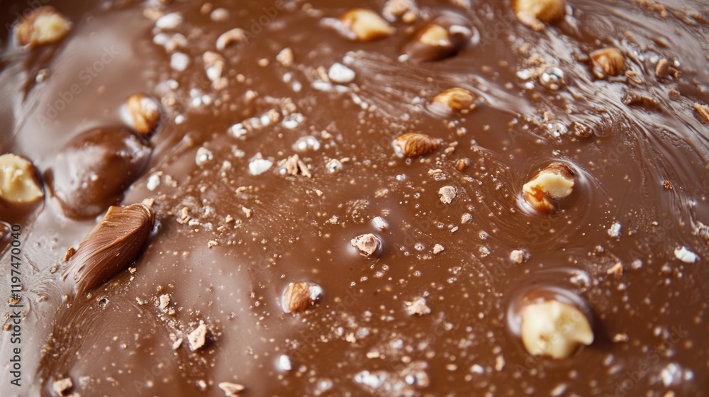 Poster rich chocolate dessert with nut toppings showcasing a glossy texture and fine details ideal for culi
