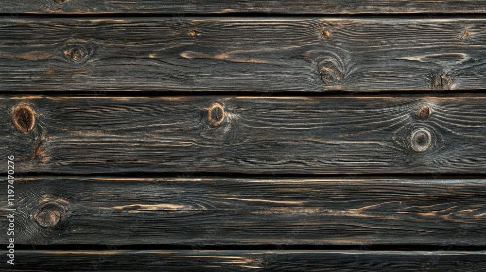 Poster dark weathered wooden planks textured background with visible knots and grain patterns ideal for des