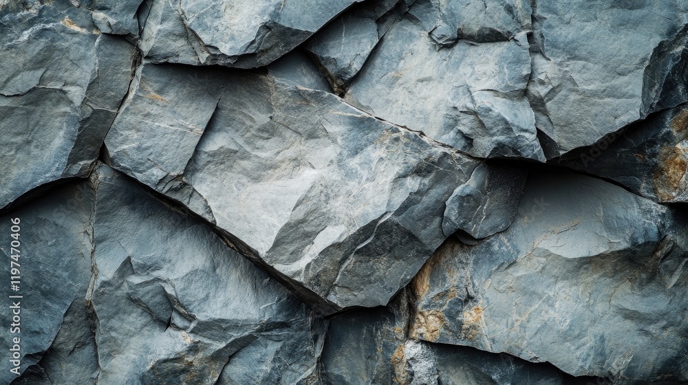 Poster textured gray slate rock surface with layers and cracks providing a natural stone background; ideal 