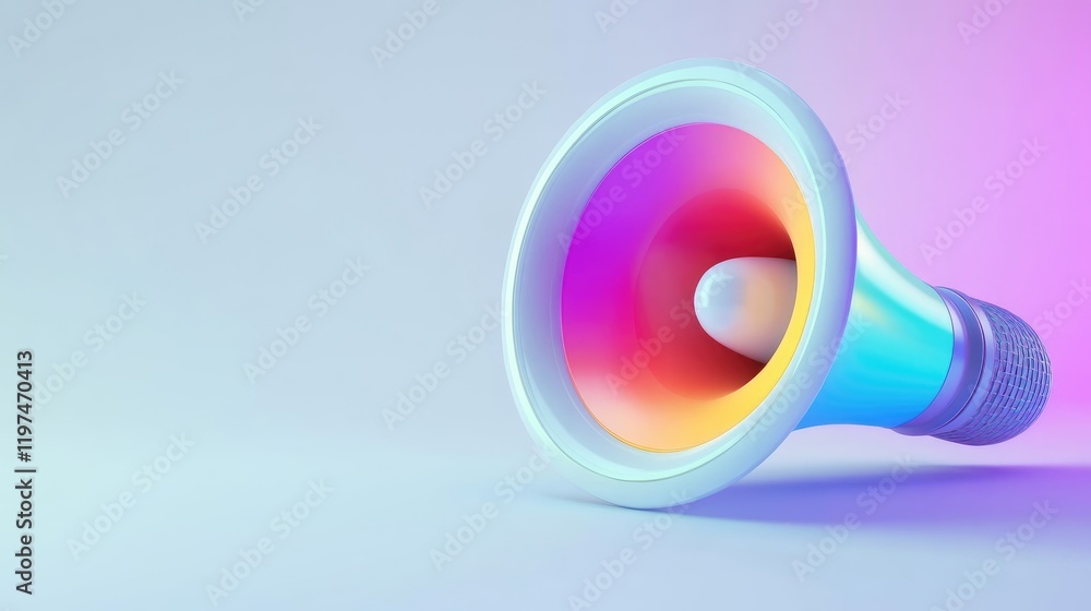 Poster colorful modern speaker with gradient design on light background showcasing copy space for text plac