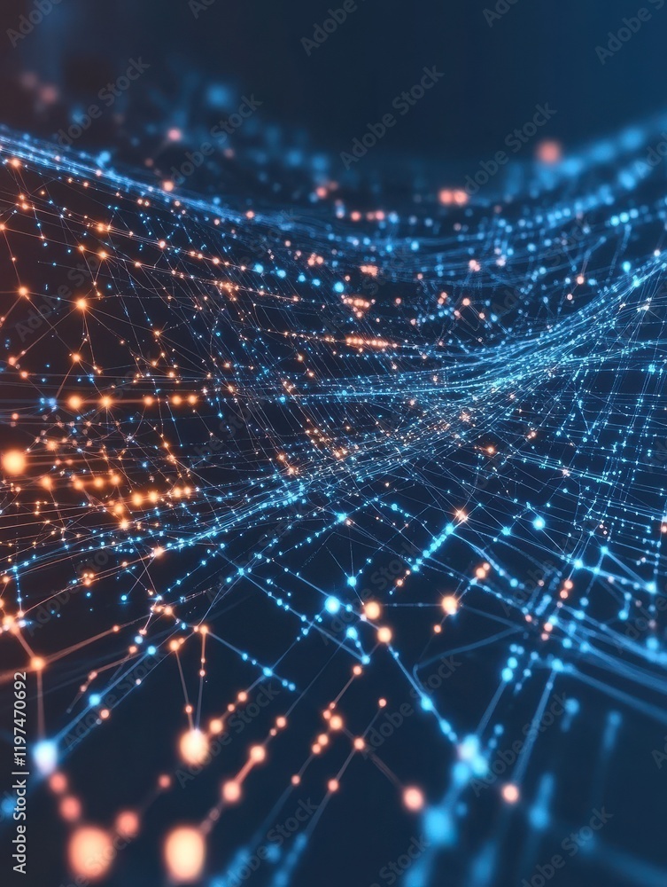 Poster abstract technology background. polygonal with connecting dots and lines. data and technology concep