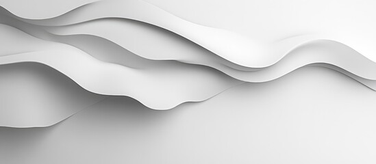 Abstract white paper waves background with dynamic shapes and smooth texture featuring ample copy space for text insertion