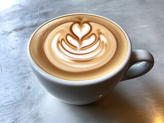 Latte Art Coffee Cup Detailed Closeup
