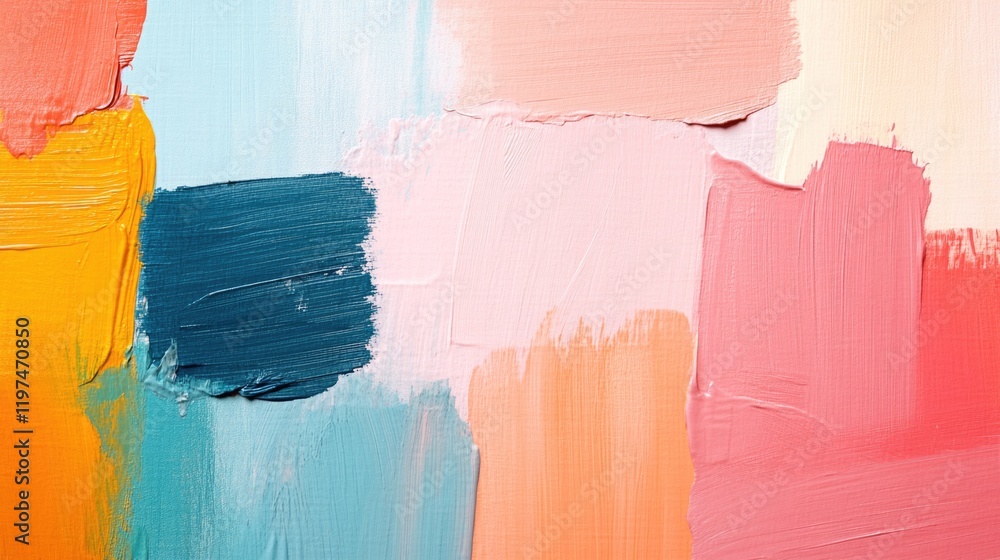 Poster abstract colorful paint strokes texture on canvas with vibrant hues and copy space for text placemen