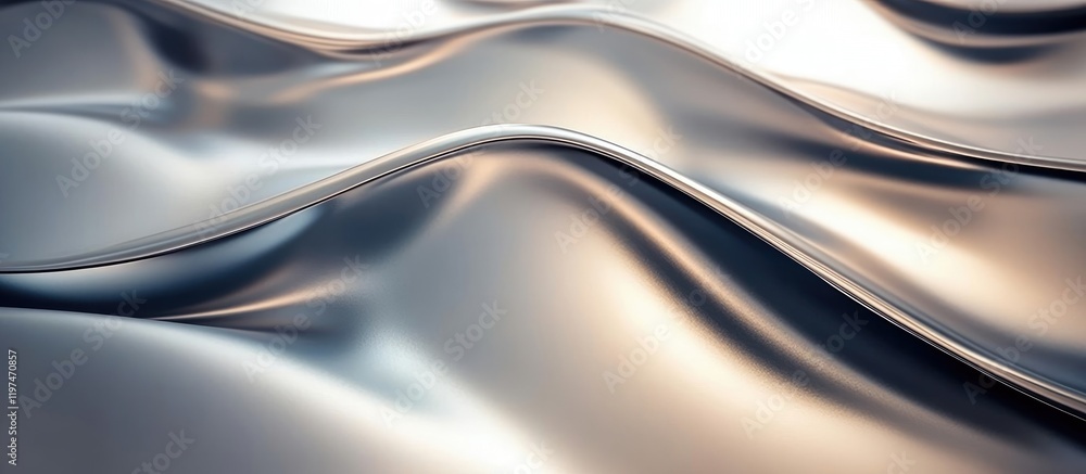 Aufkleber textured metallic fabric surface with smooth waves and reflections in silver tones suitable for back