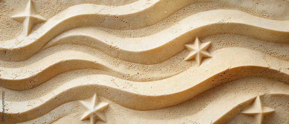 Poster sand dunes displaying intricate star-shaped patterns across a vast landscape