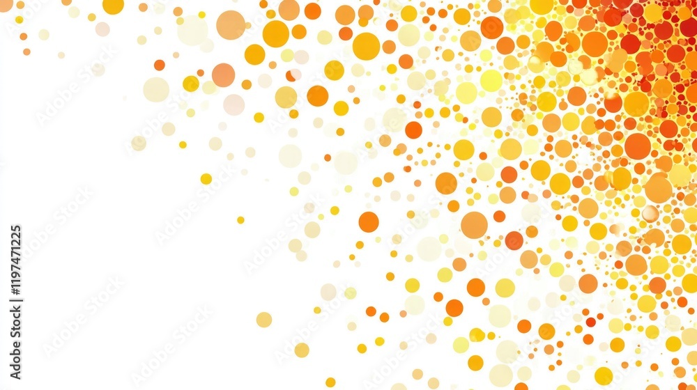 Poster colorful abstract background with gradients of orange and yellow dots on a white backdrop featuring 