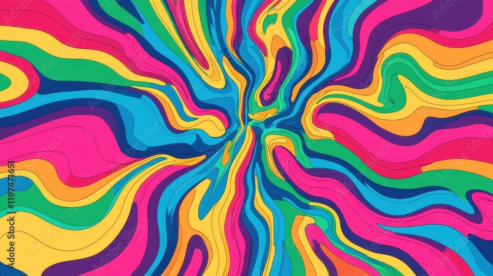 Poster an abstract wavy psychedelic background image.