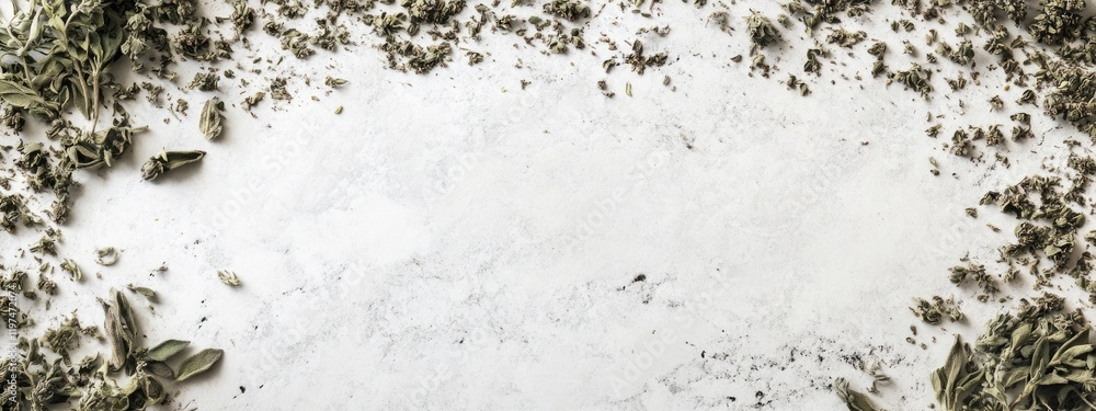 Aufkleber dried herbs and spices arranged on a white surface with copy space for text or design use