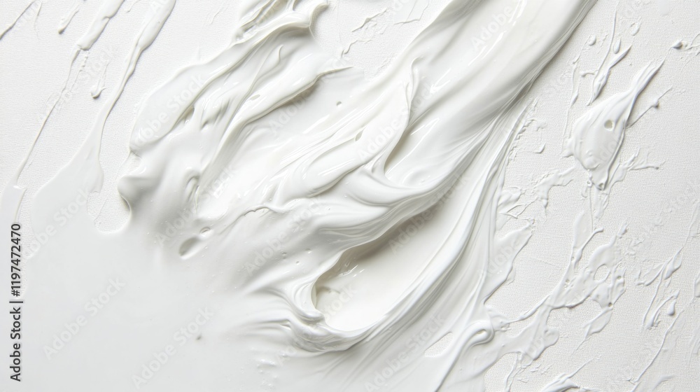 Poster textured white paint stroke on a clean surface showcasing smooth, flowing lines and subtle variation