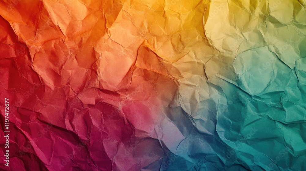Poster textured colorful paper background with crinkled surface exhibiting a gradient from red to blue, ide