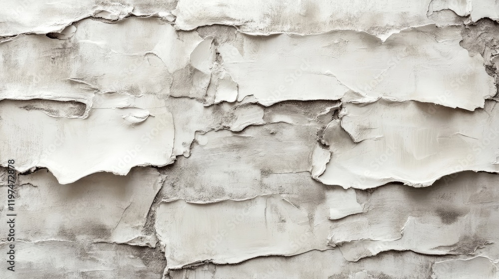 Poster textured white wall with layers of plaster in neutral tones providing a modern background with copy 