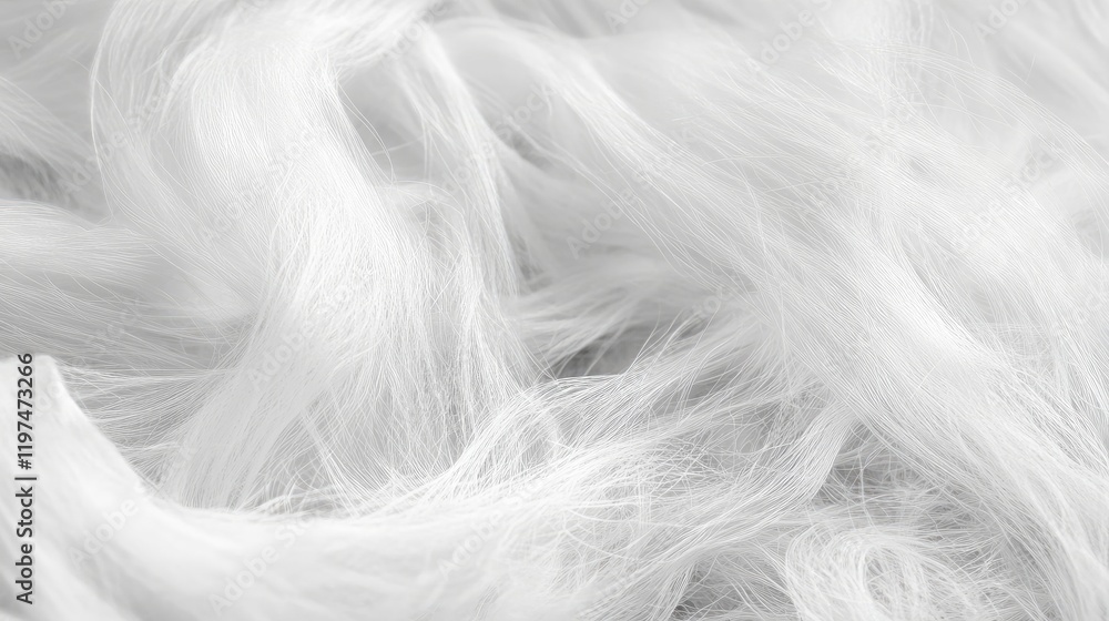Poster close-up of soft, fluffy white wool or synthetic fibers with fine texture and flowing movement copy 