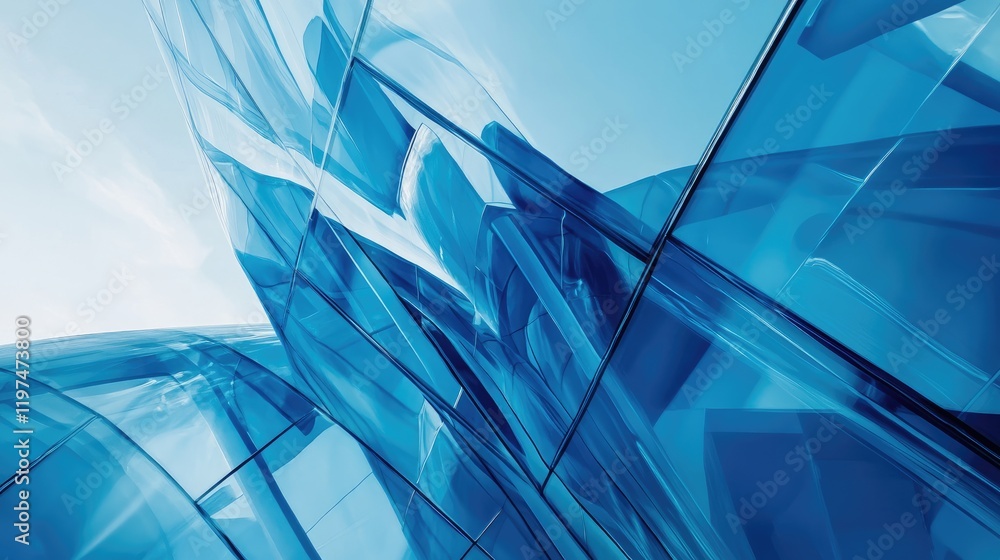 Poster abstract blue glass texture with translucent layers and shapes suitable for modern design projects a