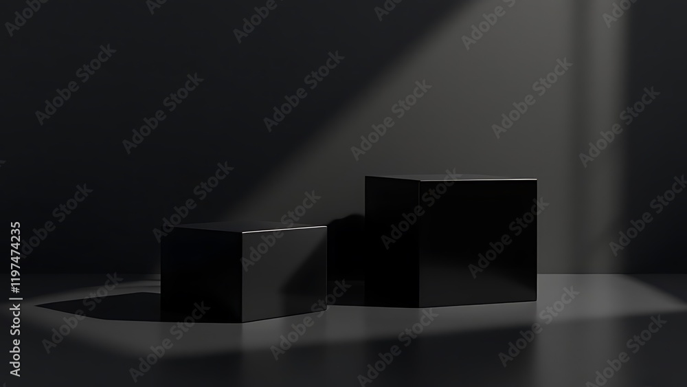 Aufkleber black product podium display background stage on 3d luxury presentation showcase empty platform stud