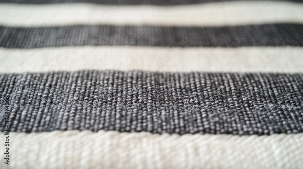 Poster close-up of textured fabric with black and white striped pattern suitable for various background use