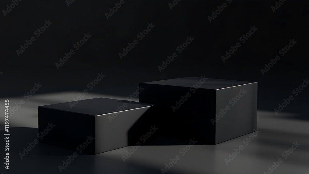 Aufkleber black product podium display background stage on 3d luxury presentation showcase empty platform stud