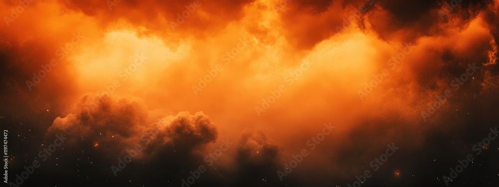 Poster dramatic orange and black cloudscape with illuminated sky and deep shadows ideal for background use 