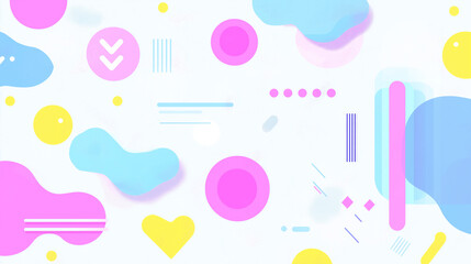 A cheerful colorful background with abstract shapes and geometric elements in vibrant pastel tones