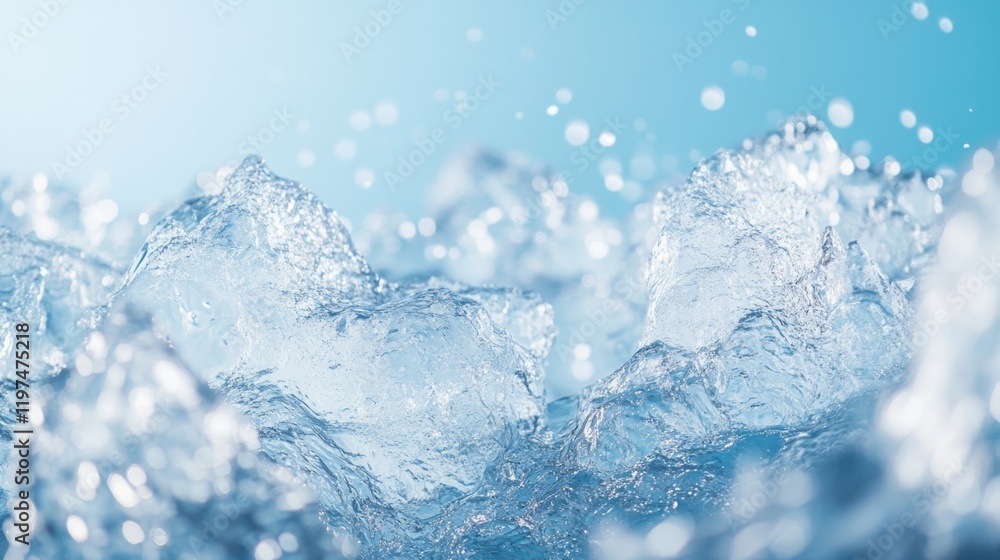 Aufkleber clear splashes of water with bubbles and ripples against a blue background ideal for aquatic themes 