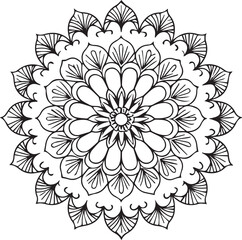 Mandala Design. Simple mandala design for coloring. Vector floral mandala. Geometric ornamental mandalas. Mandala flower art coloring pages.