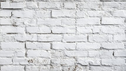 White brick wall texture with visible mortar joints and weathered spots suitable for background use with Copy Space.