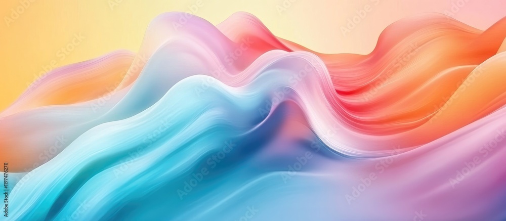 Poster abstract colorful waves pattern with gradient colors of pink, blue, and orange suitable for backgrou
