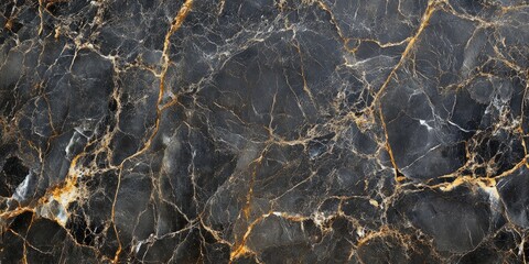 Black marble texture with golden veins natural stone surface background Copy Space