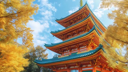 Autumn Colors Frame a Stunning Japanese Pagoda