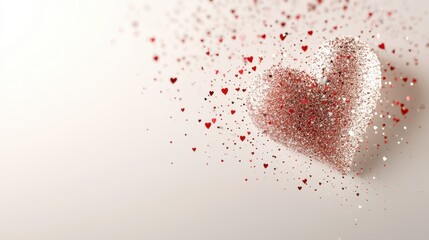 A beautiful arrangement of tiny red hearts forms a larger heart shape, delicately set against a pristine white background, celebrating love and affection.