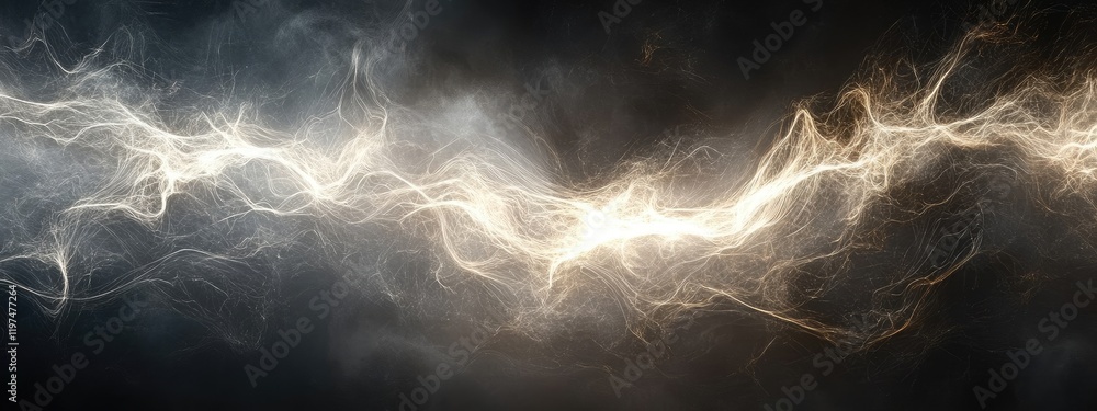 Poster abstract lightning and electric energy in dark background with light streaks and copy space for text