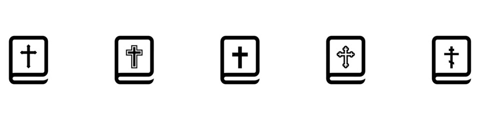 Bible icon. Set of bible book vector icons. Religion book. Christianity sign. Reading holy. Religious symbol. Vector Illustration. EPS 10