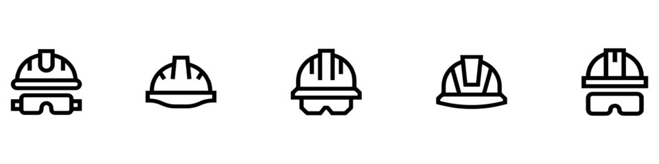 Helmet icons set. Helmet sign and symbol. Construction helmet icon. Safety helmet. Vector Illustration. EPS 10