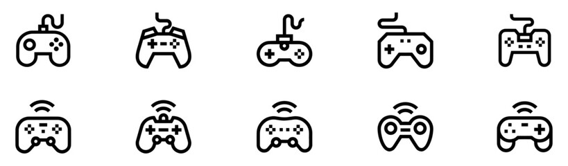 Gaming controller icon set. Silhouette style. Game console. Joystick icon collections. Gamepad icon set. Video game controller, joystick, console icon. Vector Illustration. Vector Graphic. EPS 10
