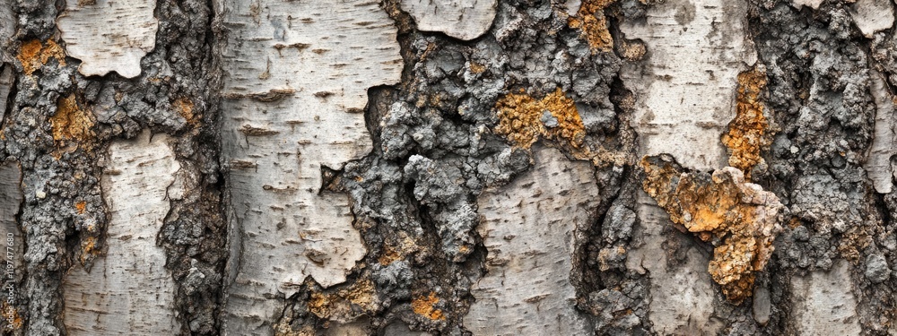Poster textured tree bark close-up with natural patterns and colors for background use copy space