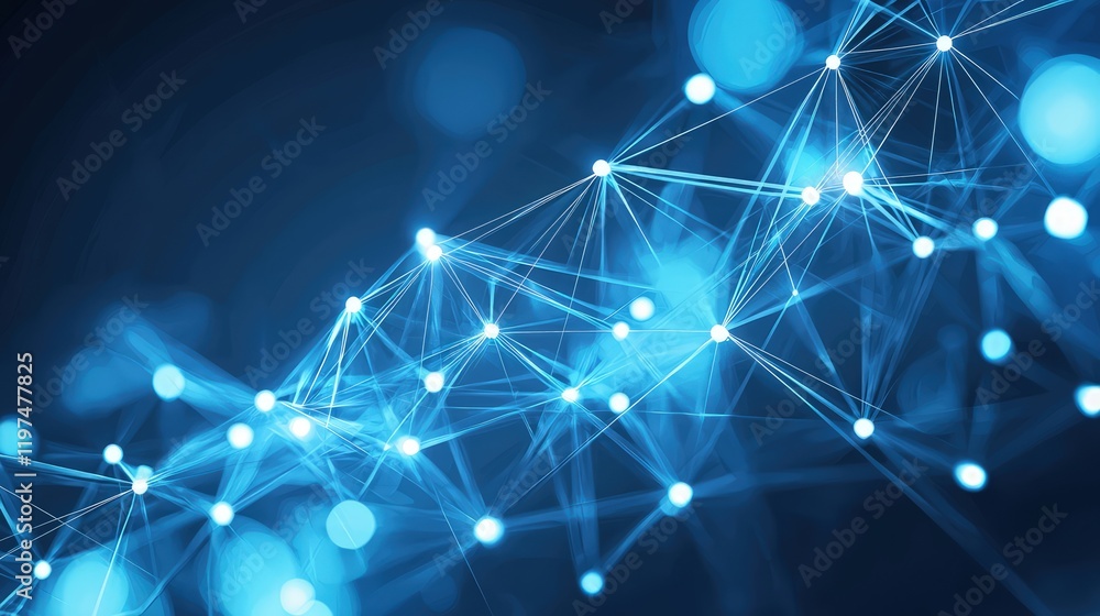 Poster abstract glowing blue network connections on a dark background, symbolizing futuristic technology, d