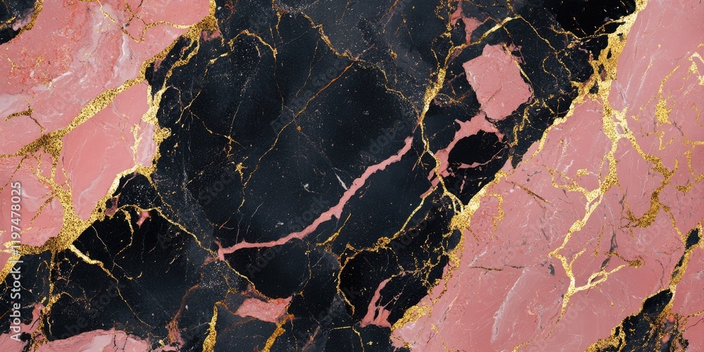 Aufkleber black and pink marble background with golden veins texture and patterns ideal for design projects co