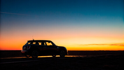 car on sunset