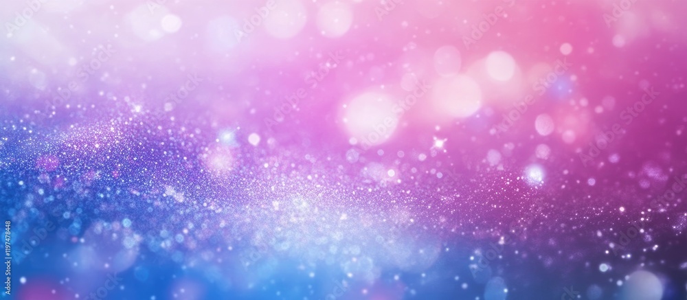 Poster colorful bokeh background with soft pink and blue hues featuring sparkling light effects and ample c