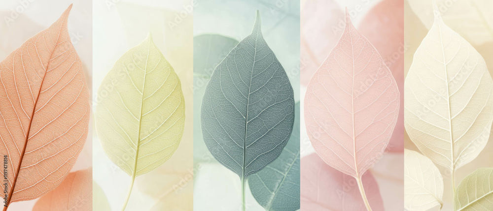 Aufkleber simple leaf silhouettes featured in a soft color palette creating a serene atmosphere