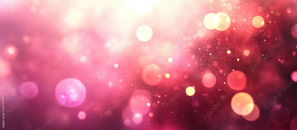 Aufkleber colorful bokeh background with soft focus and bright circular lights in shades of pink and gold with