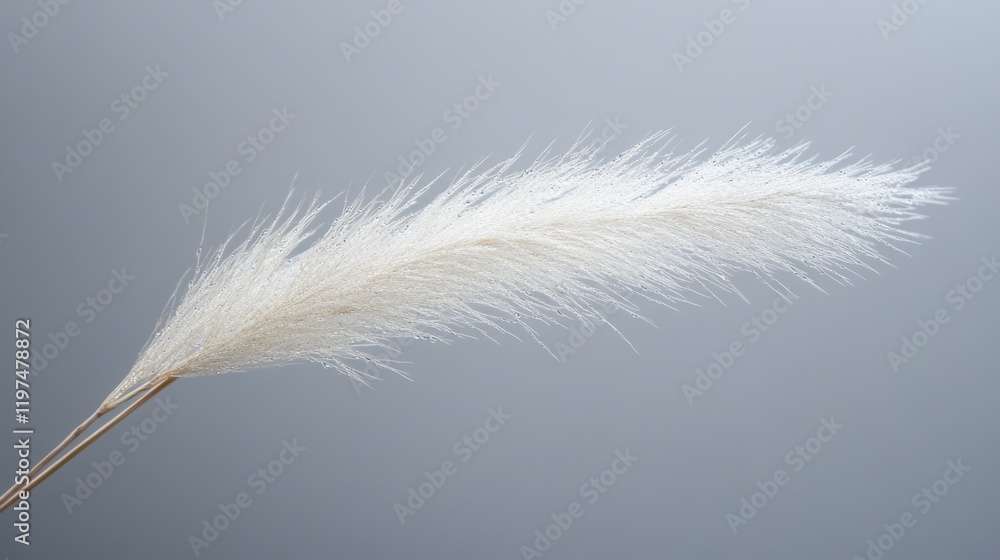 Poster pampas grass stem on a grey background with copy space for text placement design and botanical aesth