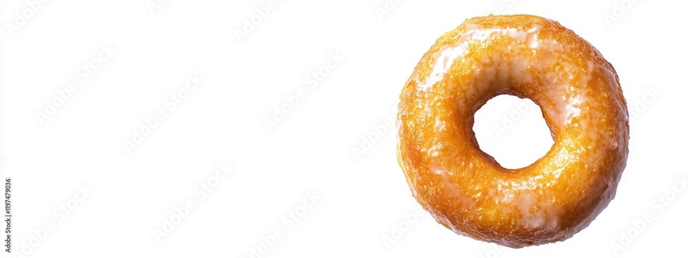 Poster glazed donut isolated on white background with copy space for text or design purposes
