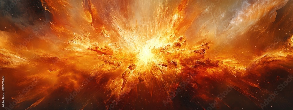Aufkleber vibrant cosmic explosion with fiery colors and swirling clouds in a dramatic interstellar scene suit