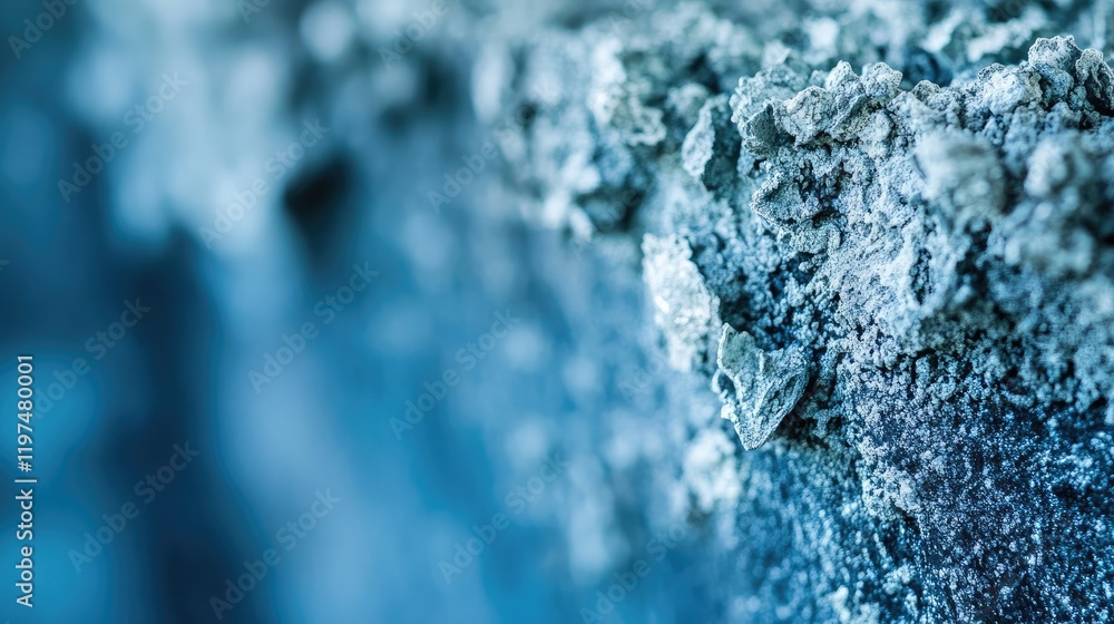 Poster close-up of textured surface with blue tones showing rough, aged details and subtle patterns, ideal 